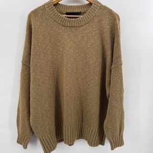 Jenni Kayne Cruise Cocoon Crewneck Sweater Safari Tan Cotton Linen Size L